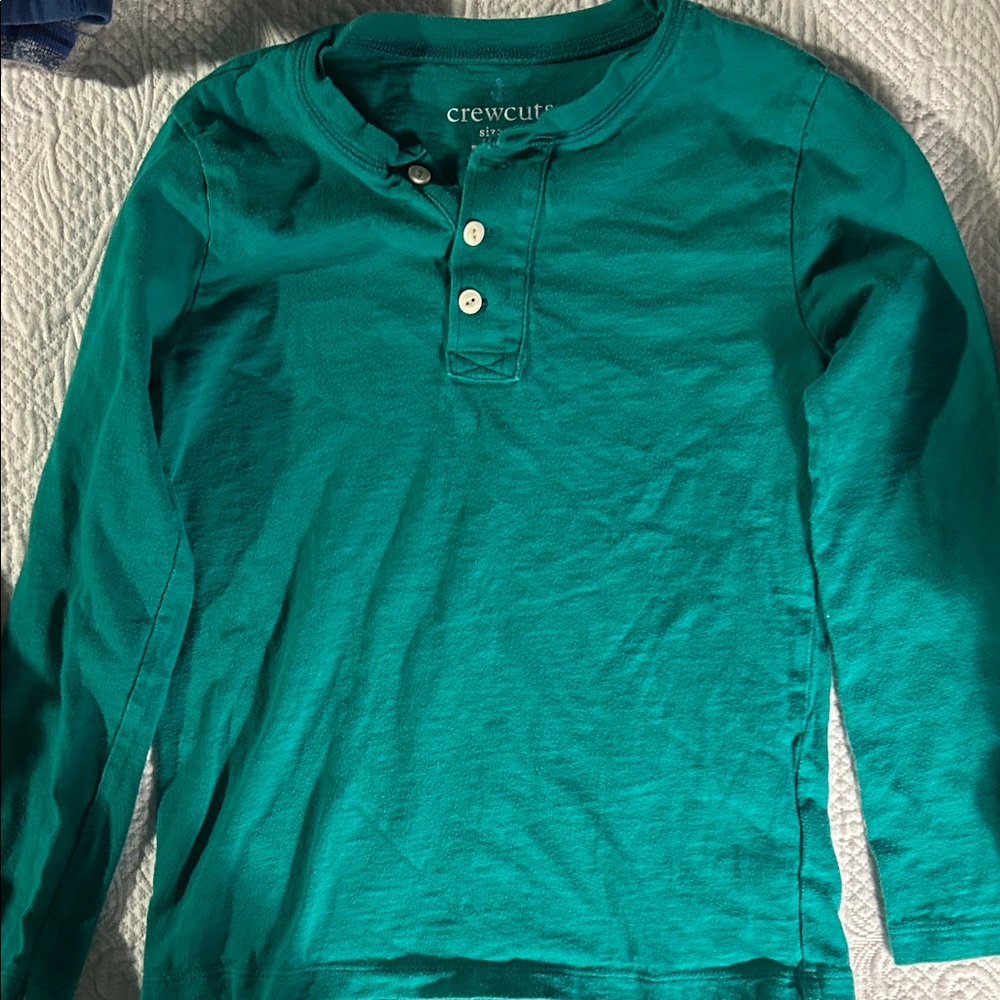 Crewcuts Kids Green Long Sleeve Henley
